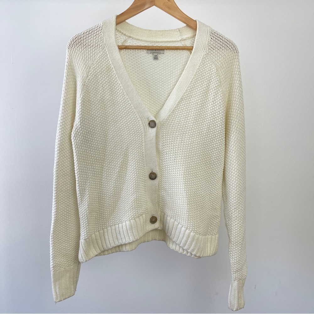 Lucky Brand Cream Button-Up Cardigan Size M